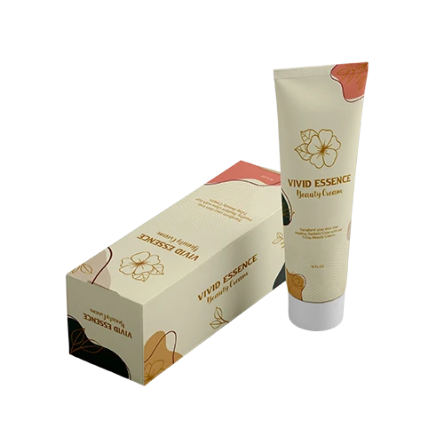 Full color printed cosmetics tuck box and tube with soft touch lamination, perfect for beauty cream products