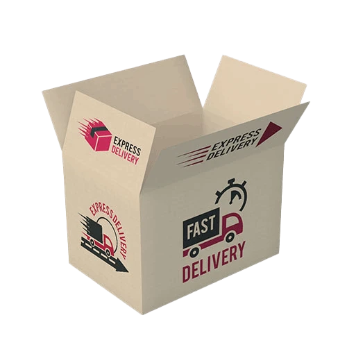 Ecommerce shipping carton with custom printing on sturdy corrugated material for safe transportation