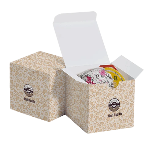 Custom folding carton with full-color printing and printed tissue paper