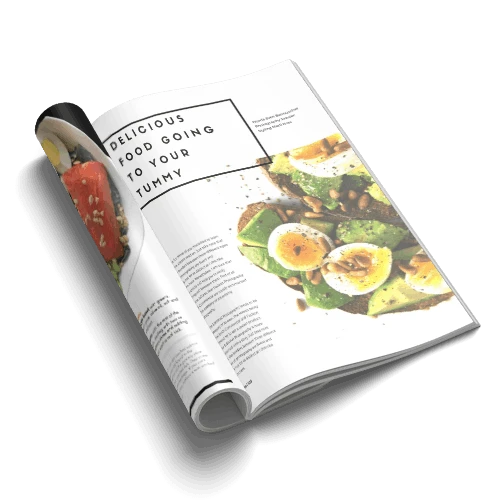 Custom printed magazine for food industry, featuring food trends and benefits