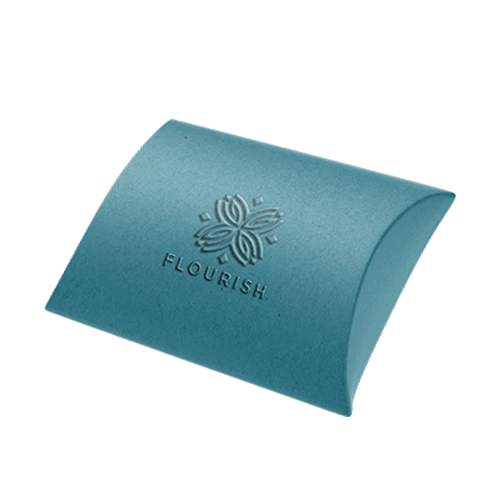 Eco-friendly pillow box with custom printing on recyclable kraft stock