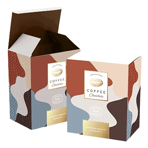 Custom printed tuck boxes with both side printing and matte lamination, suitable for candle packaging