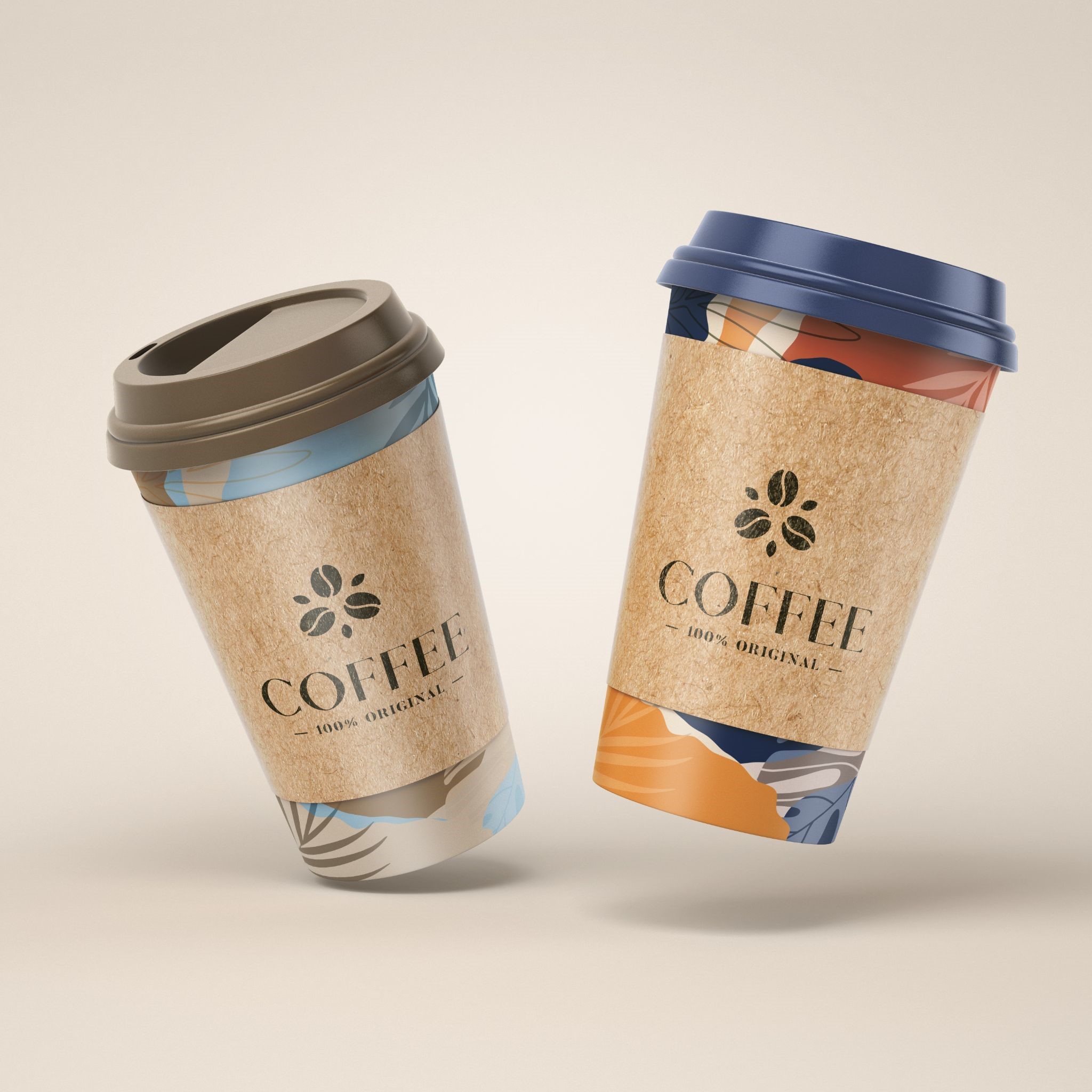 Takeaway coffee cup and printed kraft sleeve for extra protection